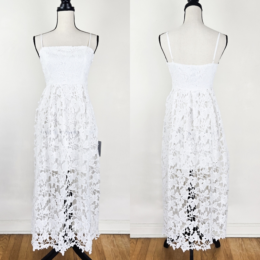 NWT NSR White Floral Lace Midi Dress - Picture 2 of 8